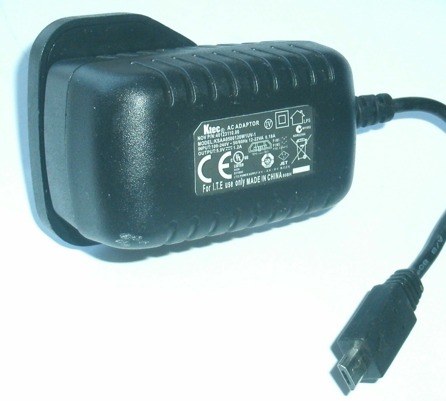 *Brand NEW*KTEC KSAA0500120W1UV-1 UK PLUG 40123110.00 Great Condition 5.0V 1.2A AC ADAPTER